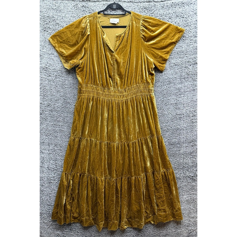NWOT Anthropologie The Somerset Velvet Maxi Dress Gold Womens Plus Size 3X